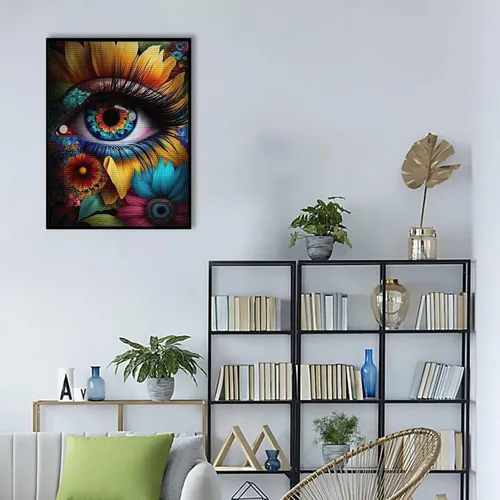 Vista 6 de Pintura de diamantes 5D pestañas de ojos de colores por números, kits de pintura con diamantes, arte de cristal, manualidades, taladro completo