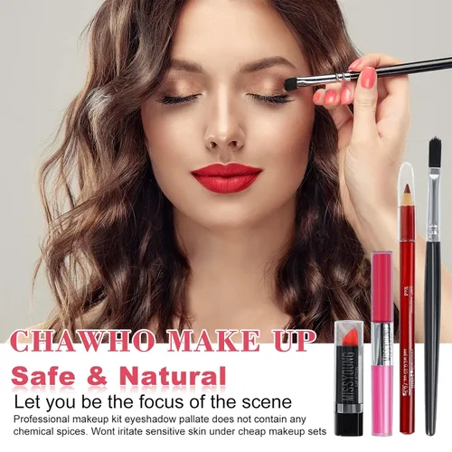 Vista 5 de Pure Vie Juego de maquillaje todo en uno para regalo navideño, paquete esencial de cosméticos que incluye paleta de sombras de ojos, lápiz labial