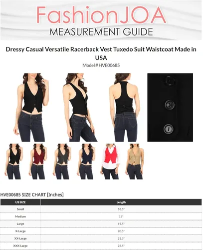 Vista 5 de Chaleco de esmoquin para mujer, elegante, casual, versátil, con espalda cruzada, fabricado en Estados Unidos