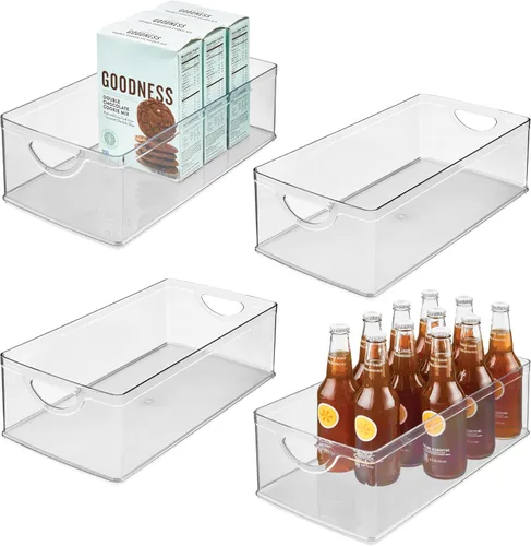 Vista 11 de iDesign Contenedor de Almacenamiento Apilable de Plástico Transparente Extra Largo, Organizador para Armario de Cocina o Despensa Organizador