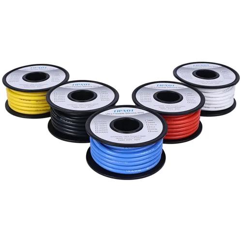Vista 41 de Cable de 8 AWG Alambre Calibre 8 de Silicona - Carrete Negro de 25 pies, Alambre de Cobre Estañado Trenzado Extra Flexible 8AWG para Soldadura 200℃