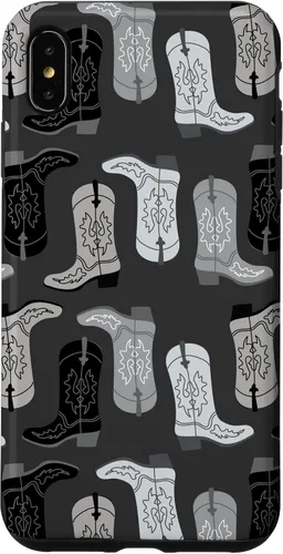 Vista 11 de Cowboy Boot Illustration Preppy Western in Black and White Case for iPhone 17
