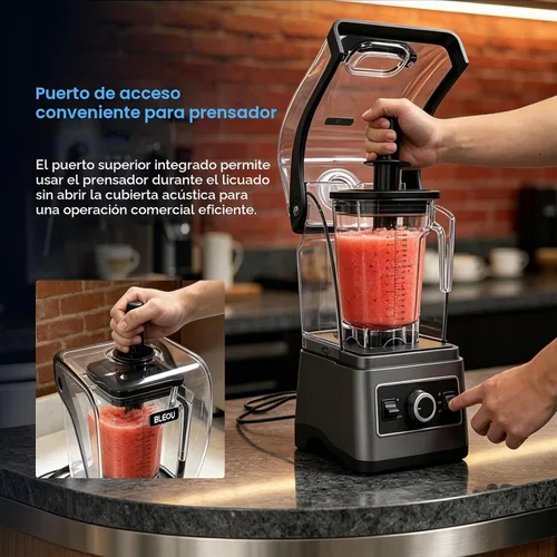 Vista 6 de Bleou Licuadora comercial de batido de 1680 W con marcación rápida y pulso
