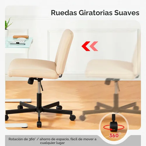 Vista 4 de PayLessHere Silla Criss Cross Ancha, Silla de Escritorio de Oficina sin Brazos, Silla de Tocador con Respaldo con Ruedas Giro 360, Altura Ajustable