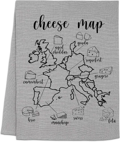 Vista 10 de Moonlight Makers Divertidas toallas de cocina con temática de queso, toallas decorativas hechas a mano de algodón, paño de té absorbente, regalos