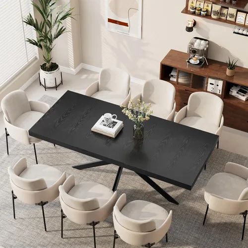 Vista 3 de Mesa de comedor extensible para 4, 6, 8, 55 a 70.9 pulgadas, mesa de cocina rectangular de madera, mesa de comedor expandible con almacenamiento