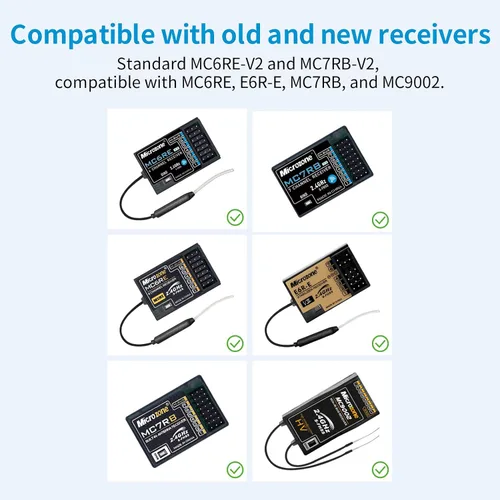 Vista 4 de GoolRC MicroZone - Transmisor y receptor RC de 6 canales compatible con MC6RE, E6R-E, MC7RB y MC9002 Controlador de radio de 2.4 GHz para SU27 RC
