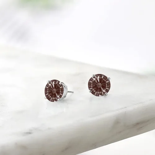 Vista 75 de Gem Stone King Aretes de plata de ley 925 con piedra natal redonda de 0.276 in para mujer