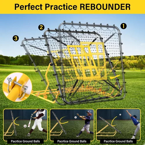 Vista 4 de Utheer Red de rebote de béisbol de 4 x 4.5 pies con zona de ataque y objetivo de 9 rejillas para béisbol, softbol, fútbol, voleibol, lacrosse, 3