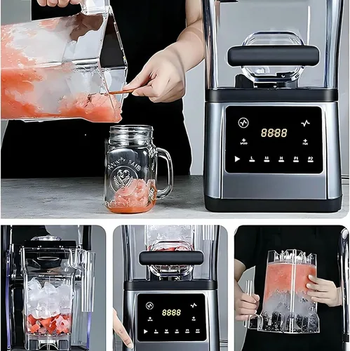 Vista 6 de Máquina comercial de granizado de hielo, mini máquina de jugo granizado de 2200 W con gran capacidad de 1.6 L y mango antideslizante, diseño sellado
