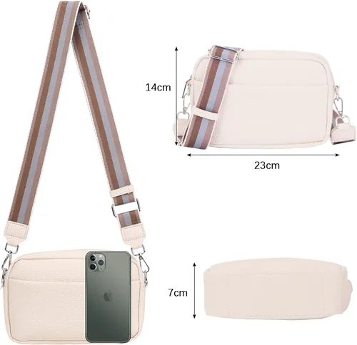 Vista 5 de JQWSVE Bolsos cruzados para mujer, bolso cruzado de moda para cámara, bolso cruzado de cuero genuino, bolso cruzado con correa de guitarra, bolso