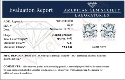Vista 5 de Aretes de diamantes certificados VS2-SI1 de 14 a 2 cttw con cierre de rosca de oro blanco de 14 quilates
