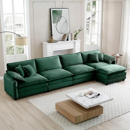 Vista 153 de Sofá Loveseat Grande en Beige y Blanco de 194.8 cm, Sofás Seccionales de 2 Plazas Grandes para Sala de Estar, Sofá Seccional Modular de Tela