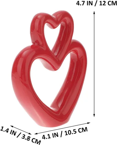Vista 2 de Abaodam Figura de corazón de boda, adorno de corazón de cerámica, decoración romántica para estante de escritorio, hogar, oficina, aniversario