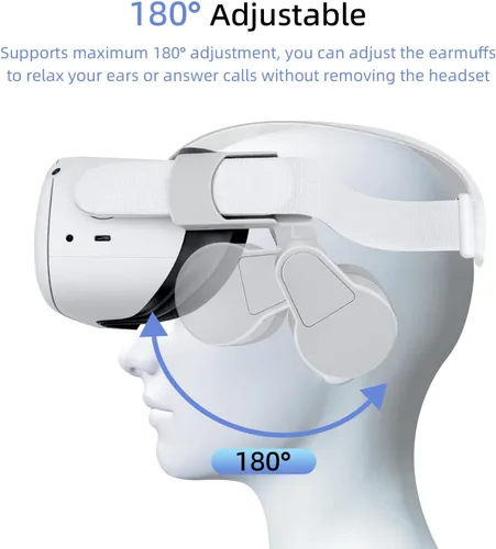 Vista 3 de Mcbazel Orejeras ajustables para Oculus Quest 2 mejoran el efecto de sonido accesorios Oculus Quest 2 orejeras de sonido compatibles con correa