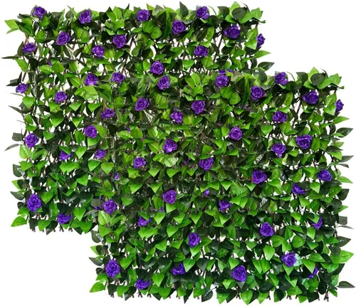 Vista 20 de Pantalla de Privacidad de Cerca Expandible para Balcón, Patio Exterior, Panel Decorativo de Cercado de Hiedra Artificial, Setos Artificiales