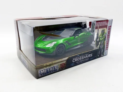 Vista 6 de Auto Chevy Corvette de metal fundido del personaje Crosshairs de la película Transformers, línea Metals
