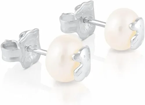 Vista 3 de Pendientes TOUS Bear de plata esterlina 925 con perlas cultivadas en agua dulce blancas