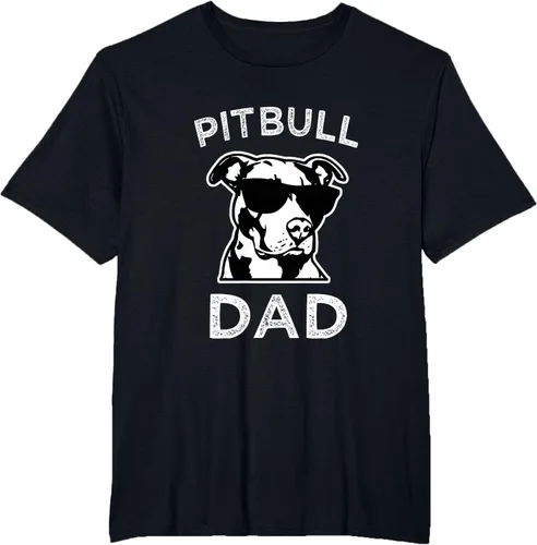 Vista 23 de Camiseta para hombre con diseño de Pitbull Dad Pit Bull Dog para hombre, Negro