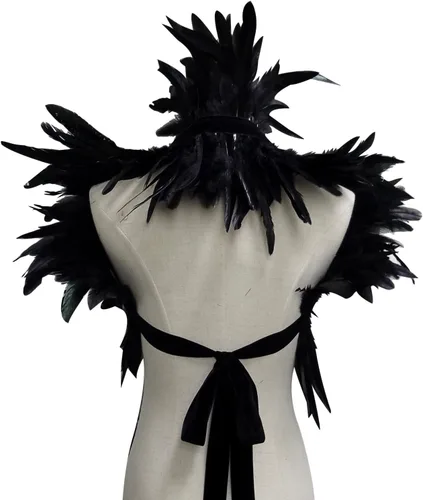 Vista 5 de L'VOW Victorian Real Natural Feather Shrug Shawl Shoulder Wrap Cape Gothic Collar