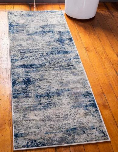 Vista 4 de Unique Loom Mystic Collection - Alfombra Sena (2 pies x 6 pies, color azul marino/beige)