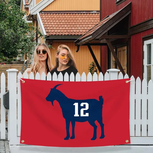 Vista 5 de Tom Brady #12 Bandera de cabra de 3 x 5 pies, divertido póster duradero de pared de cueva de hombre con 4 ojales de latón. Esta hermosa pancarta