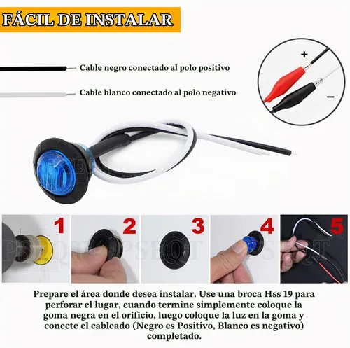 Vista 6 de PSEQT 3 luces LED redondas para cubierta interior, travesaño de cortesía, luz de utilidad para escalones marinos, iluminación impermeable para Azul