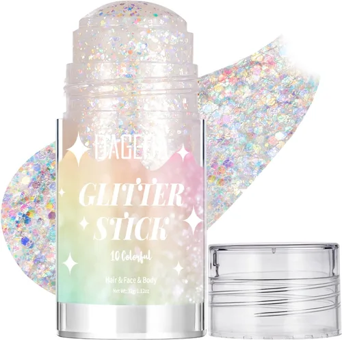 Vista 15 de DAGEDA - Barra de maquillaje con purpurina para el cuerpo de sirena, para el cabello brillante