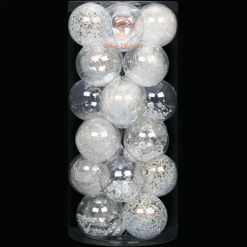 Vista 69 de Sea Team Juego de bolas de Navidad de plástico transparente, inastillables, varios tamaños, bolas decorativas de Navidad con decoraciones delicadas