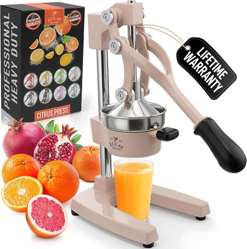 Vista 10 de Zulay Kitchen Exprimidor de hierro fundido, exprimidor manual resistente con coladores desmontables para una fácil limpieza, prensa de jugo