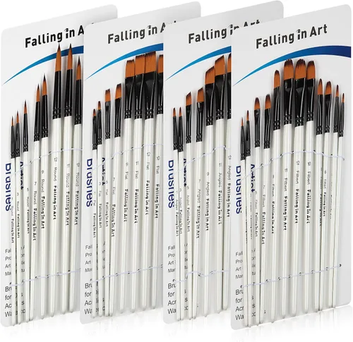 Vista 9 de Juego de pinceles de viaje Falling in Art - 2 pinceles sintéticos de pelo Kolinsky redondos portátiles para artistas con funda protectora