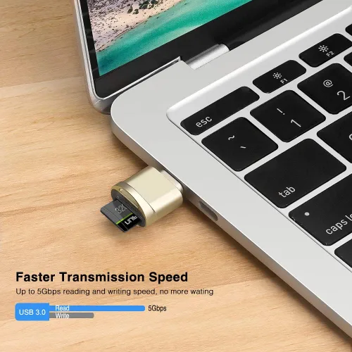 Vista 4 de BorlterClamp - Lector de tarjetas micro SD USB C (paquete de 2 unidades), lector de tarjetas de memoria OTG TF compatible con laptop, MacBook