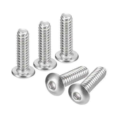 Vista 6 de uxcell #2-56x1 Tornillos con cabeza de botón y muesca hexagonal, 50 unidades de pernos hexagonales de acero inoxidable 304, tornillos allen de rosca