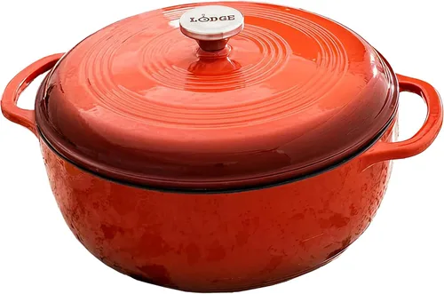 Vista 11 de Lodge - Horno holandés de hierro fundido esmaltado, 7.5 cuartos de galón, albaricoque