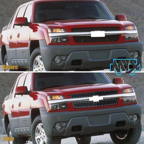 Vista 7 de Rejilla de remache frontal de acero inoxidable negra compatible con Chevy Avalanche 1500/2500 03-05 Silverado1500/1500HD/SS/2003-2004 Chevy