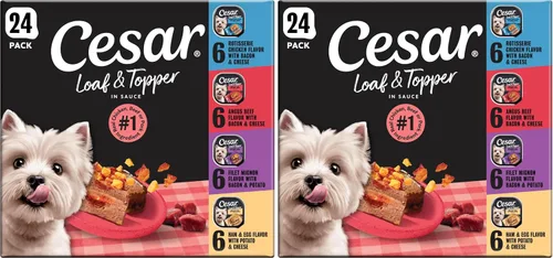Vista 13 de Cesar Loaf & Topper - Alimento húmedo para perros, fiesta de tocino, 3.5 onzas, 12 unidades, paquete de 2
