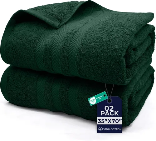 Vista 26 de DAN RIVER Paquete de 2 toallas de baño extra grandes de 35 x 70 pulgadas, toallas de baño grandes para adultos, juego de toallas de gran