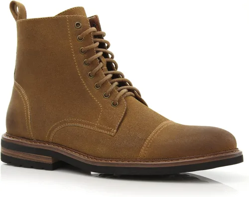 Vista 27 de Polar Fox Botas de tobillo para hombre Colección de botas casuales con cordones Estilos de punta redonda y punta lisa 1. Negro y lana