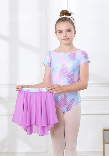 Vista 3 de DIPUG Leotardos de ballet para niñas con falda extraíble, vestido de baile con espalda hueca para niñas