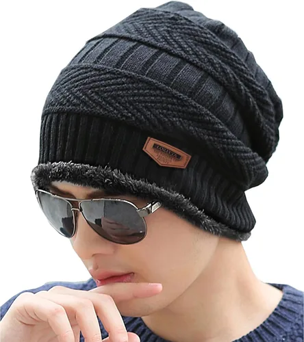Vista 103 de Loritta Gorro de invierno cálido de punto grueso y holgado para hombre