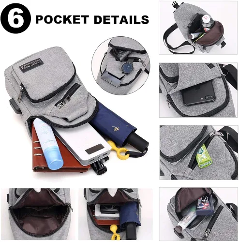 Vista 3 de Peicees Mochila de hombro con puerto de carga USB