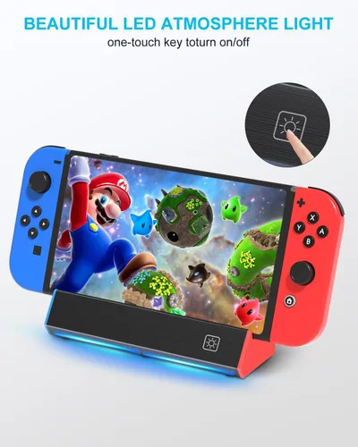 Vista 5 de Base para interruptor, estación de acoplamiento de TV para Nintendo SwitchSwitch OLED, reemplazo de base de TV de carga portátil con adaptador HDMI