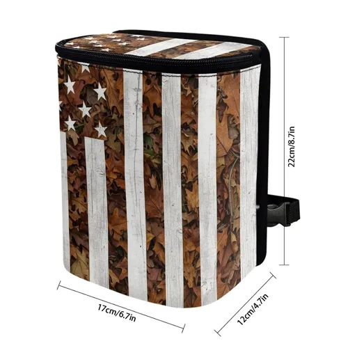Vista 4 de Talayituse Cubo de basura portátil con estampado de camuflaje de bandera estadounidense, accesorios interiores de vehículos multifuncionales