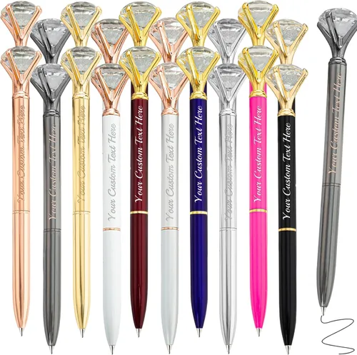 Vista 41 de Hasta 100 bolígrafos de diamante personalizados a granel con nombre, bolígrafo de impresión personalizada con logotipo de negocios grabado, mensaje