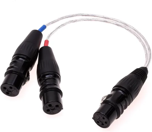 Vista 2 de 20CM Dual 3Pin XLR hembra a 4Pin XLR hembra equilibrado audio auricular adaptador cable