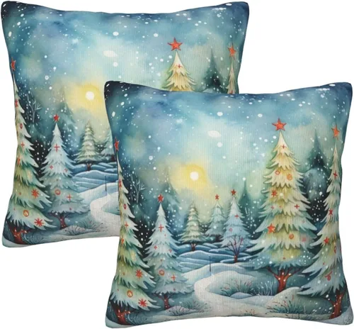 Vista 50 de Fundas de Almohada Flor de Pascua Dorada Copo de Nieve Navidad Xmas Juego de 2 Fundas de Almohadas Cuadradas Funda de Cojín Fundas de Almohadas
