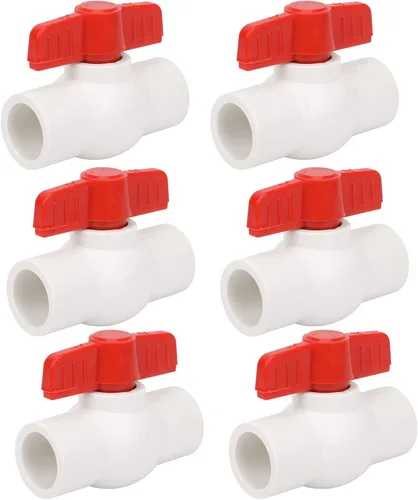 Vista 11 de 4 piezas de válvula de bola de PVC de 1 pulgada enchufe de válvula de cierre de tubo de agua con mango en T rojo para líneas de suministro de agua
