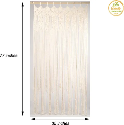 Vista 3 de Cortinas de Macramé para Puertas, Colgante de Pared de Macramé, Cortina de Puerta con Cuentas, Telón de Fondo Boho, Cuentas Colgantes para Puertas