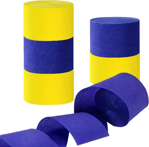 Vista 6 de Serpentinas de papel crepé azul marino, naranja, 6 rollos (82 pies por volumen)