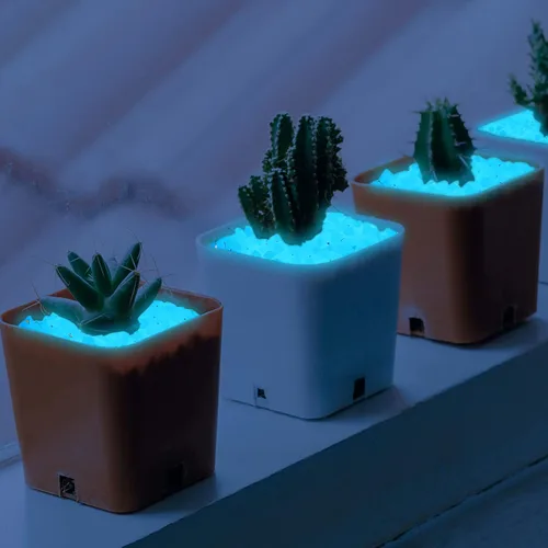 Vista 3 de 300 piezas de piedras que brillan en la oscuridad, guijarros luminosos, piedras luminosas para exteriores para pecera, jardín, patio, acuario
